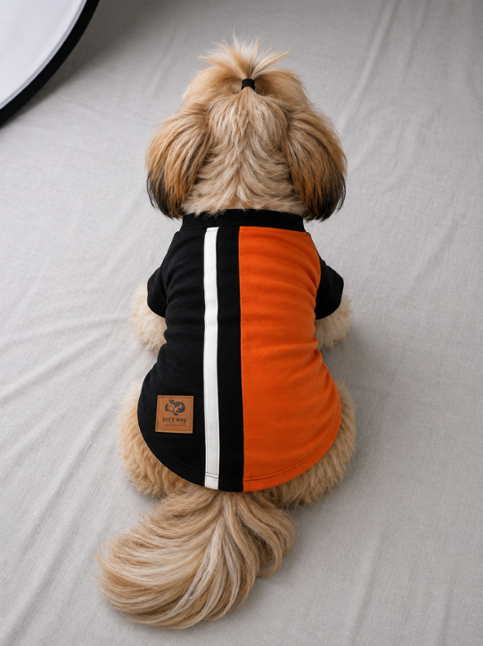 Black & Orange With Color T shirt